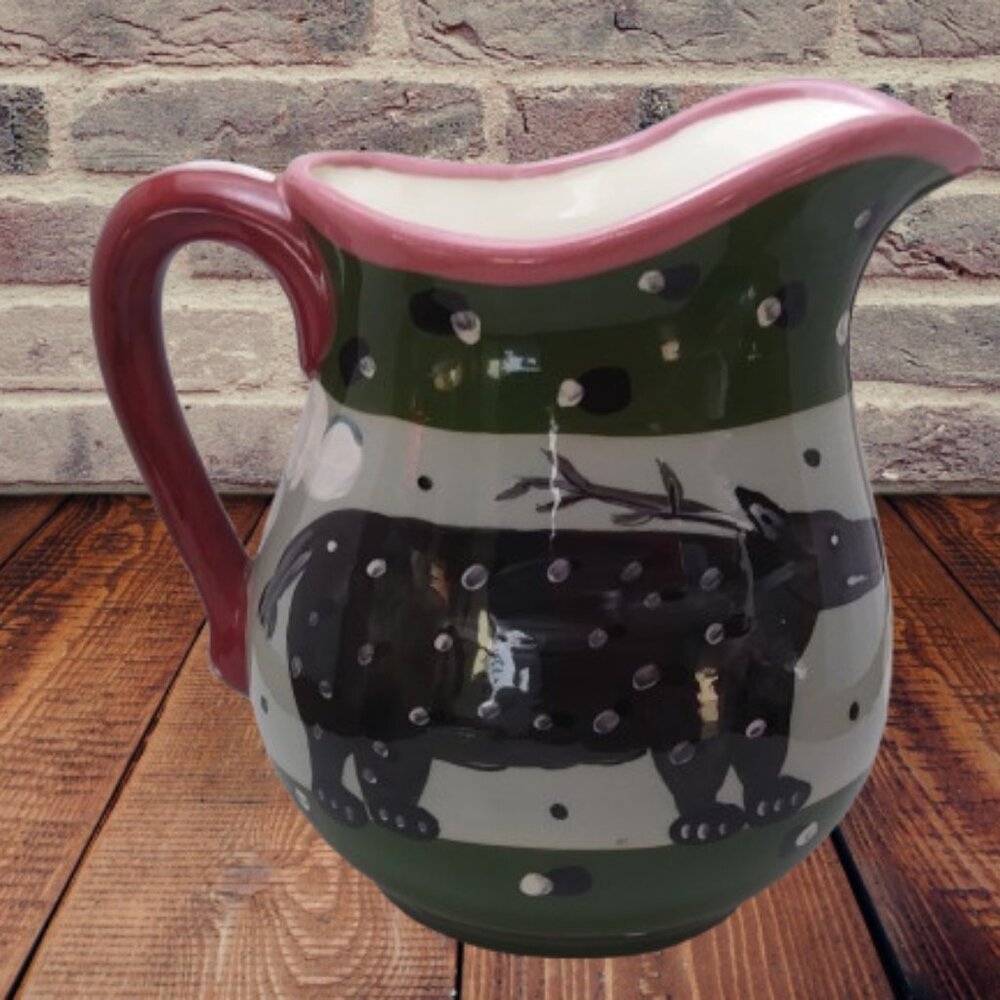 Droll Designs Pitcher Deer Motif Rare Pattern Animal Antelope Pattern artsy